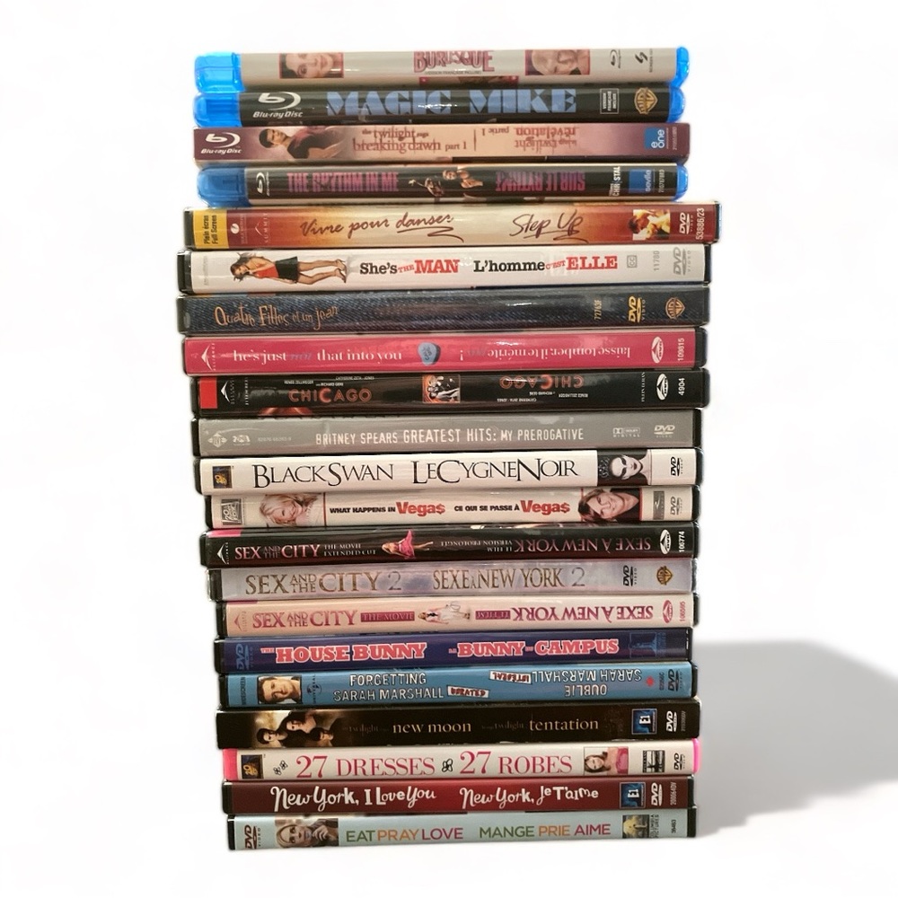 GIRL’s MOVIE NIGHT DVD BUNDLE Sex and the city, 27 dresses, Eat pray love,